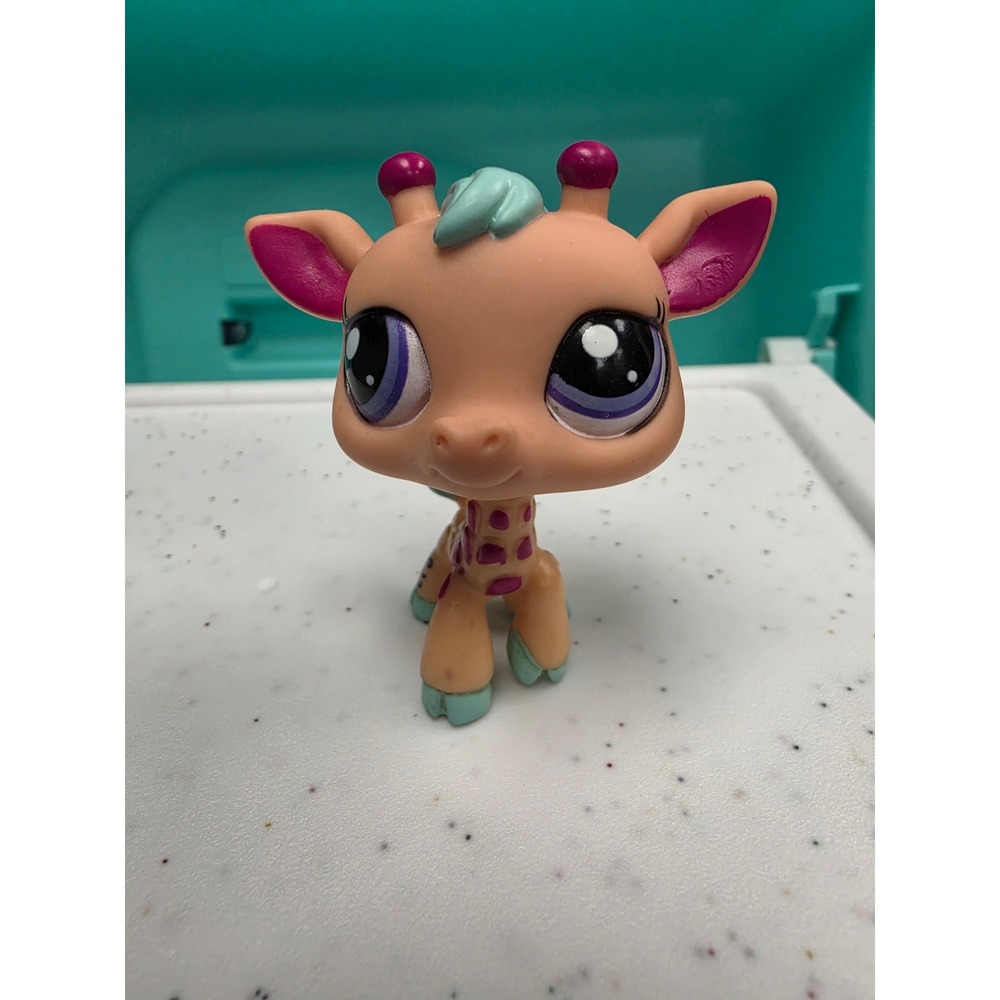 LPS Littlest Pet Shop Giraffe #2303 Teal and Pink Collectable Figure Pet - Picture 5 of 15
